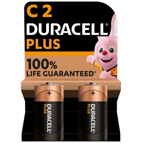 Батарейка C/ Батарейка Duracell Plus LR14 C BL2 Alkaline 1.5V (2/20/10120) (2 шт.)