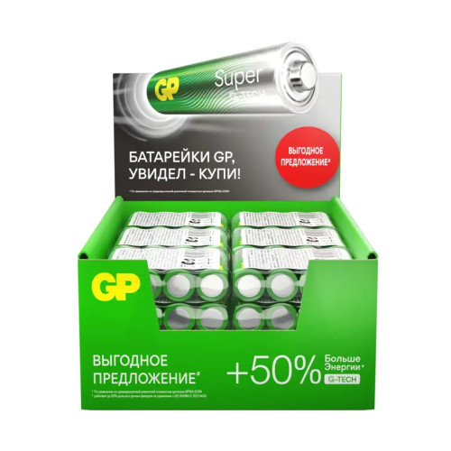 Алкалиновые батарейки GP Super Alkaline G-Tech 15А АA - 4 шт. в пленке (4 шт.) Алкалиновые батарейки GP Super Alkaline G-Tech 15А АA - 4 шт. в пленке (4 шт.)