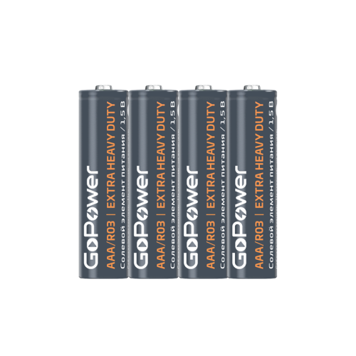 Батарейка GoPower R03 AAA Shrink 4 Heavy Duty 1.5V (4/60/1200) (4 шт.) Батарейка GoPower R03 AAA Shrink 4 Heavy Duty 1.5V (4/60/1200) (4 шт.)