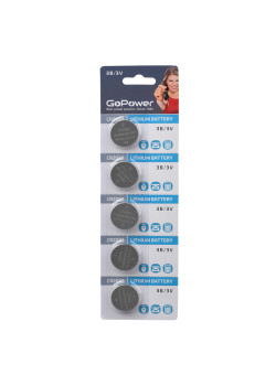 Батарейка GoPower CR2032 BL5 Lithium 3V (5/100/2000) блистер (5 шт.)