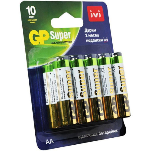 Батарея GP Super Alkaline 15A/IVI-2CR10 AA (10шт) блистер Батарея GP Super Alkaline 15A/IVI-2CR10 AA (10шт) блистер
