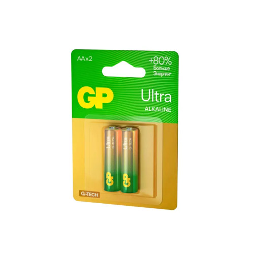 Алкалиновые батарейки GP Ultra Alkaline G-Tech 15А AA - 2 шт. на блистере