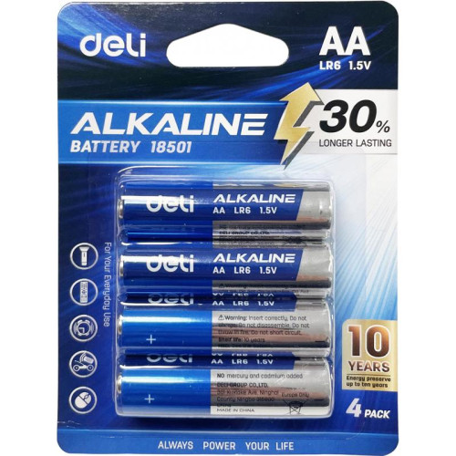 Батарея Deli E18501 AA (4шт) блистер