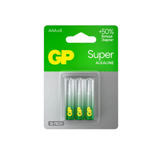 Алкалиновые батарейки GP Super Alkaline G-Tech 24А ААA - 6 шт. на блистере