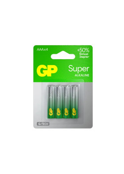 Алкалиновые батарейки GP Super Alkaline G-Tech 24A AAA - 4 шт. на блистере