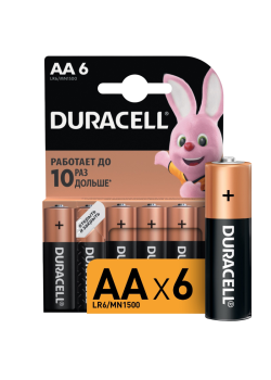 Батарейка AA/ Батарейка Duracell Basic LR6 AA BL6 Alkaline 1.5V (6/60/16800) (6 шт.)