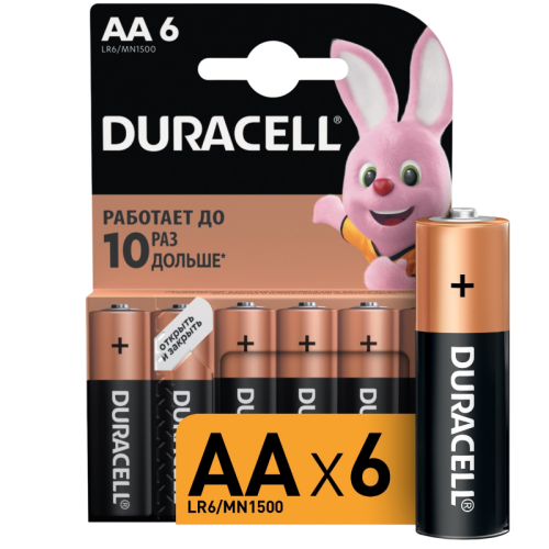 Батарейка AA/ Батарейка Duracell Basic LR6 AA BL6 Alkaline 1.5V (6/60/16800) (6 шт.)