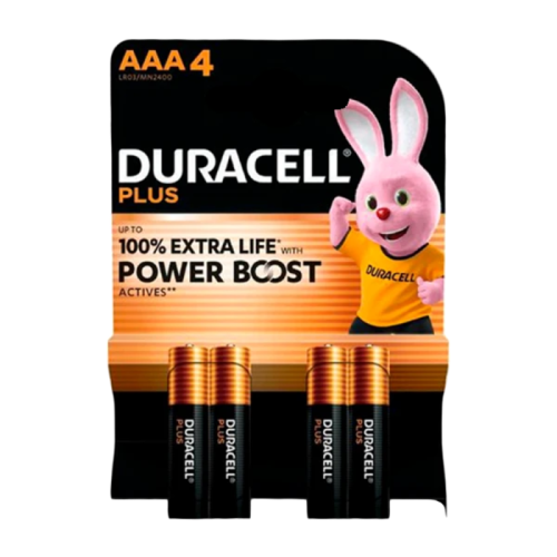 Батарейка AAA/ Батарейка Duracell Plus (Power Boost) LR03 AAA BL4 Alkaline 1.5V (4/40) (4 шт.)