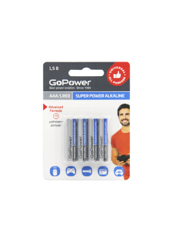 Батарейка GoPower LR03 AAA BL4 Alkaline 1.5V (4/48/576) блистер (4 шт.)