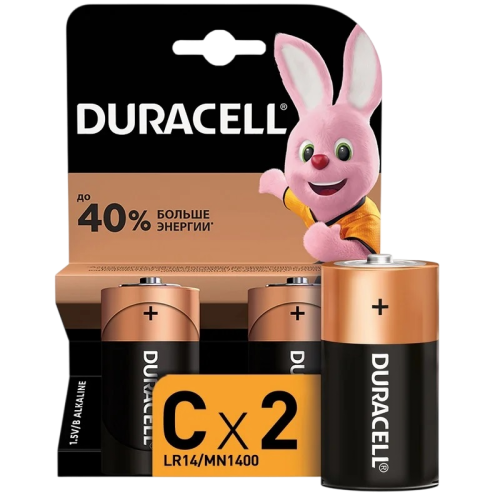 Батарейка C/ Батарейка Duracell Basic LR14 C BL2 Alkaline 1.5V (2/20/10120) (2 шт.)