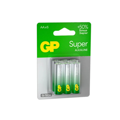 Алкалиновые батарейки GP Super Alkaline G-Tech 15А АA - 6 шт. на блистере Алкалиновые батарейки GP Super Alkaline G-Tech 15А АA - 6 шт. на блистере