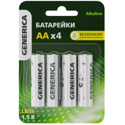Батарейка щелочная/ Батарейка щелочная Alkaline LR06/AA (4шт/блистер) GENERICA