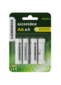 Батарейка щелочная/ Батарейка щелочная Alkaline LR06/AA (4шт/блистер) GENERICA