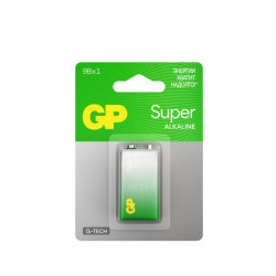 Батарейка алкалиновая/ Батарейка алкалиновая GP Super Alkaline G-Tech 9V Крона - 1 шт. на блистере