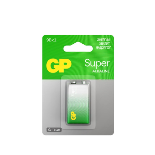 Батарейка алкалиновая/ Батарейка алкалиновая GP Super Alkaline G-Tech 9V Крона - 1 шт. на блистере