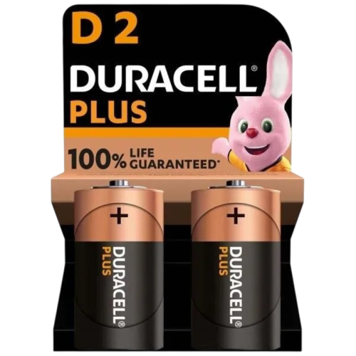 Батарейка D/ Батарейка Duracell Plus LR20 D BL2 Alkaline 1.5V (2/20) (2 шт.)