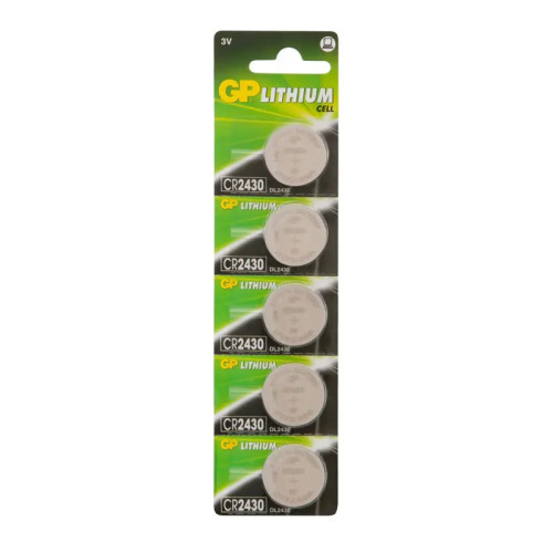 Литиевые дисковые батарейки GP Lithium CR2430 - 5 шт., каждая в своем отрывном блистере Литиевые дисковые батарейки GP Lithium CR2430 - 5 шт., каждая в своем отрывном блистере