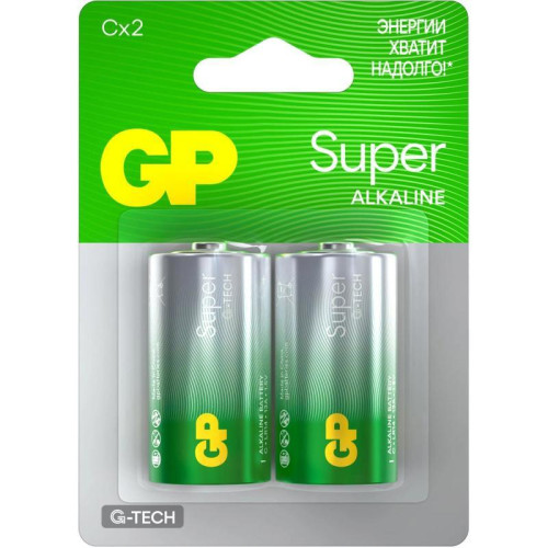 Батарея GP Super G-Tech Alkaline 14A LR14 C (2шт) блистер