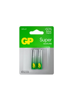 Алкалиновые батарейки GP Super Alkaline G-Tech 15А АA - 2 шт. на блистере