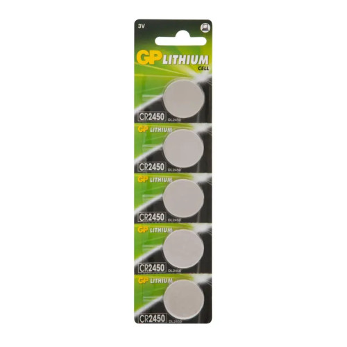 Литиевые дисковые батарейки GP Lithium CR2450 - 5 шт., каждая в своем отрывном блистере Литиевые дисковые батарейки GP Lithium CR2450 - 5 шт., каждая в своем отрывном блистере