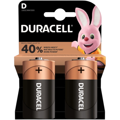 Батарейка D/ Батарейка Duracell Basic LR20 D BL2 Alkaline 1.5V (2/20/6600) (2 шт.)
