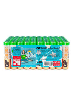 Батарея GP Super Alkaline 24A50/10SMF-2CRVS60 AAA (промо:50+10) (60шт) спайка