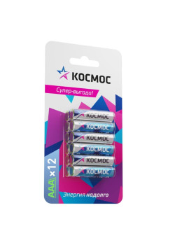 Батарейка/ Батарейка LR03 (АAA) 1.5V Alkaline 12BL, КОСМОС