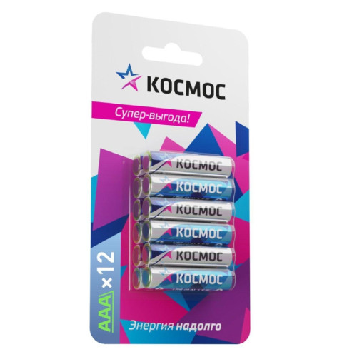 Батарейка/ Батарейка LR03 (АAA) 1.5V Alkaline 12BL, КОСМОС