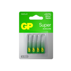 Батарейка алкалиновая/ Батарейка алкалиновая GP Super Alkaline G-Tech 24А ААA - 4 шт. на блистере