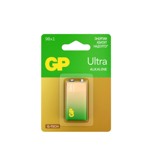 Батарейка алкалиновая/ Батарейка алкалиновая GP Ultra Alkaline G-Tech 9V Крона - 1 шт. на блистере