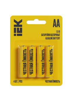 Батарейка щелочная/ Батарейка щелочная Alkaline LR06/AA (4шт/блистер) IEK