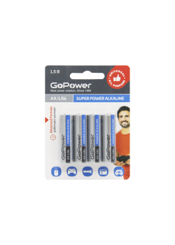 Батарейка GoPower LR6 AA BL4 Alkaline 1.5V (4/48/576) блистер (4 шт.)