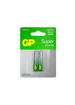 Алкалиновые батарейки GP Super Alkaline G-Tech 24А ААA - 2 шт. на блистере