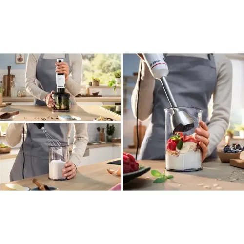 Блендер Bosch MSM4W421 Блендер Bosch, погружной, мощность 800 Вт, механическое управление, импульсный режим, плавная регулировка скорости, цвет белый