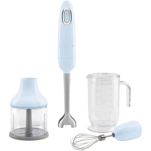 Блендер Smeg, погружной, стиль 50-х г.г, мощность 700 Вт, регулировка  скорости, функция турбо, кнопочное управление, макс. об/мин 14850, цвет пастельный голубой