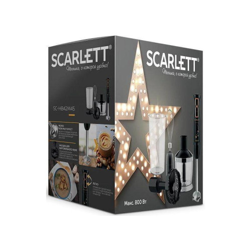 Блендер погружной Scarlett Золотая коллекция SC-HB42M45 800Вт черный/золотистый