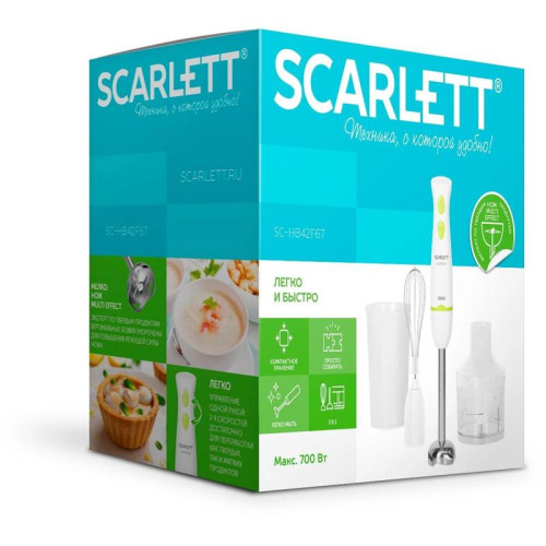 Блендер погружной Scarlett SC-HB42F67 700Вт белый