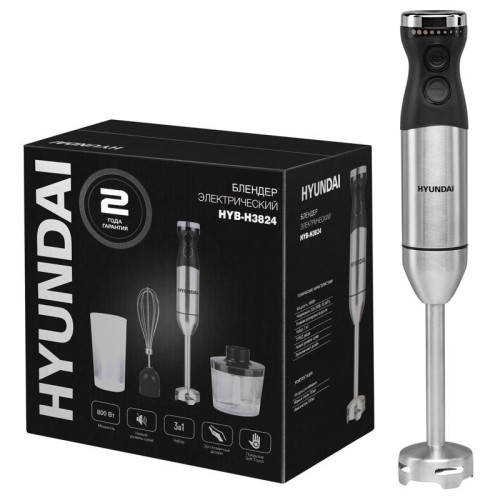 Блендер погружной Hyundai HYB-H3824 800Вт серебристый/черный