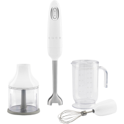 Блендер Smeg, погружной, стиль 50-х г.г, мощность 700 Вт, регулировка  скорости, функция турбо, кнопочное управление, макс. об/мин 14850, цвет белый