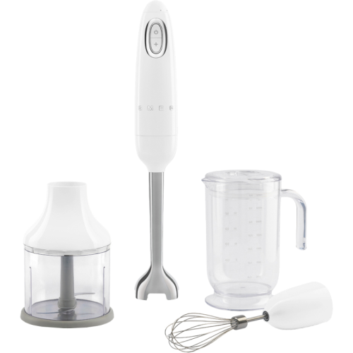 Блендер Smeg, погружной, стиль 50-х г.г, мощность 700 Вт, регулировка  скорости, функция турбо, кнопочное управление, макс. об/мин 14850, цвет белый