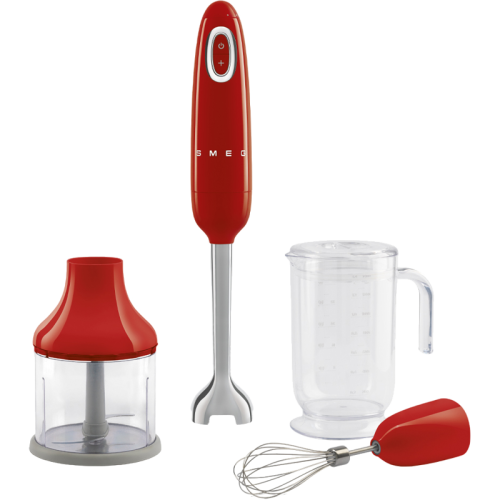 Блендер Smeg, погружной, стиль 50-х г.г, мощность 700 Вт, регулировка  скорости, функция турбо, кнопочное управление, макс. об/мин 14850, цвет красный