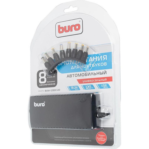 Блок питания Buro BUM-1200C120 ручной 120W 15V-24V 11-connectors 5A 1xUSB 2A от прикуривателя Блок питания Buro BUM-1200C120 ручной 120W 15V-24V 11-connectors 5A 1xUSB 2A от прикуривателя
