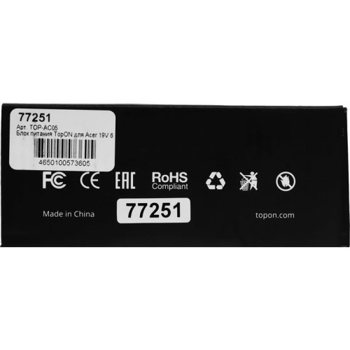 Блок питания TopON TOP-AC05 120W 19V-19V 6.32A от бытовой электросети LED индикатор Блок питания TopON TOP-AC05 120W 19V-19V 6.32A от бытовой электросети LED индикатор