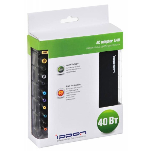 Блок питания Ippon E40 автоматический 40W 18.5V-20V 11-connectors 0.7A от бытовой электросети LED индикатор Блок питания Ippon E40 автоматический 40W 18.5V-20V 11-connectors 0.7A от бытовой электросети LED индикатор