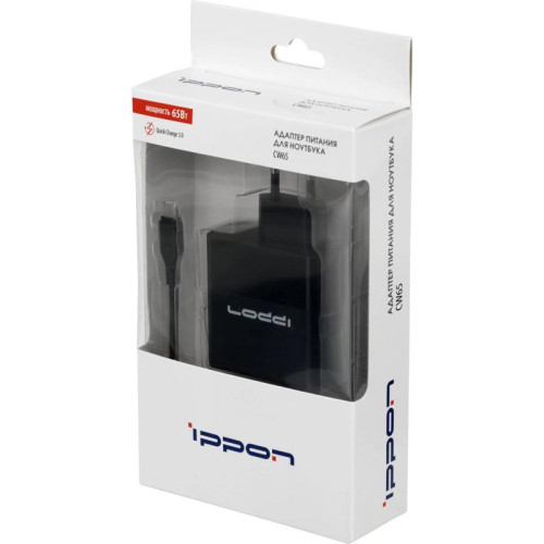 Блок питания Ippon CW65 автоматический 65W 5V-20V 3.25A 1xUSB 5A от бытовой электросети Блок питания Ippon CW65 автоматический 65W 5V-20V 3.25A 1xUSB 5A от бытовой электросети