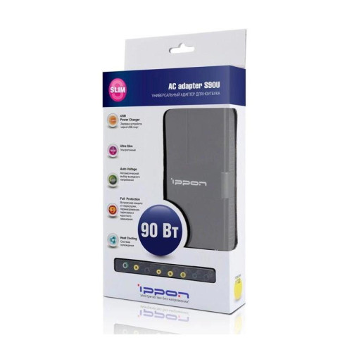 Блок питания Ippon S90U автоматический 90W 18.5V-20V 11-connectors 4.5A 1xUSB 2.1A от бытовой электросети LED индикатор