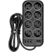 Фильтр-удлинитель PowerCom SP-08 USB03AB 3.0M, 8 розеток, черный, 16А, 4кВт, 175Дж, 3*USB, защитные шторки, защита от КЗ, перегрузки, ВЧ и импульсных помех, кабель 3x1 мм2, ШхГхВ 230х105х45 мм, вес 0.68 кг./ Surge protector PowerCom SP-08 USB03AB 3.0M, 8 