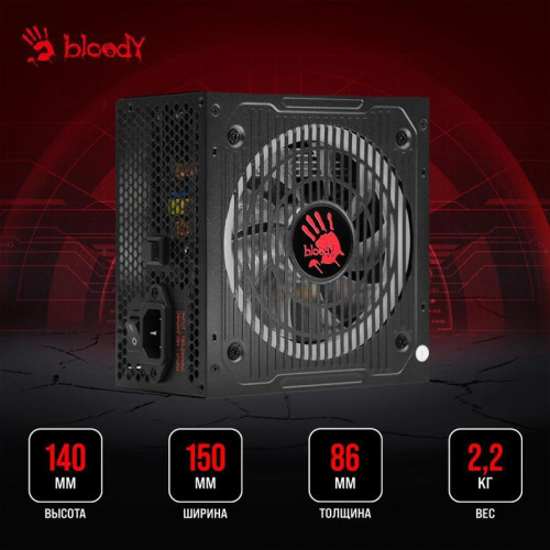 Блок питания Bloody ATX 750W BD-PS750G 80+ gold (20+4pin) APFC 120mm fan color LED 6xSATA Cab Manag RTL [BD-PS750G-MR]