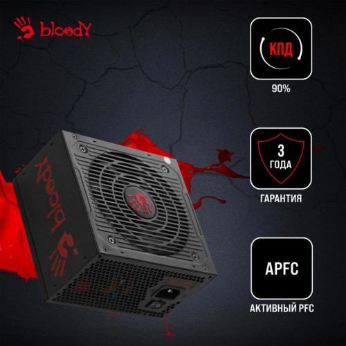 Блок питания Bloody ATX 750W BD-PS750G 80+ gold (20+4pin) APFC 120mm fan 6xSATA Cab Manag RTL [BD-PS750G-M]