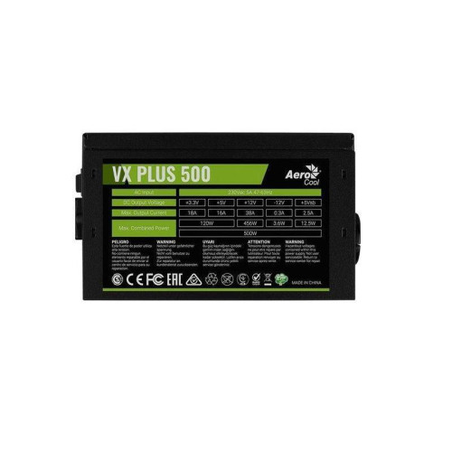 Блок питания Aerocool ATX 500W VX PLUS 500W (20+4pin) 120mm fan 3xSATA RTL [VX PLUS 500W]